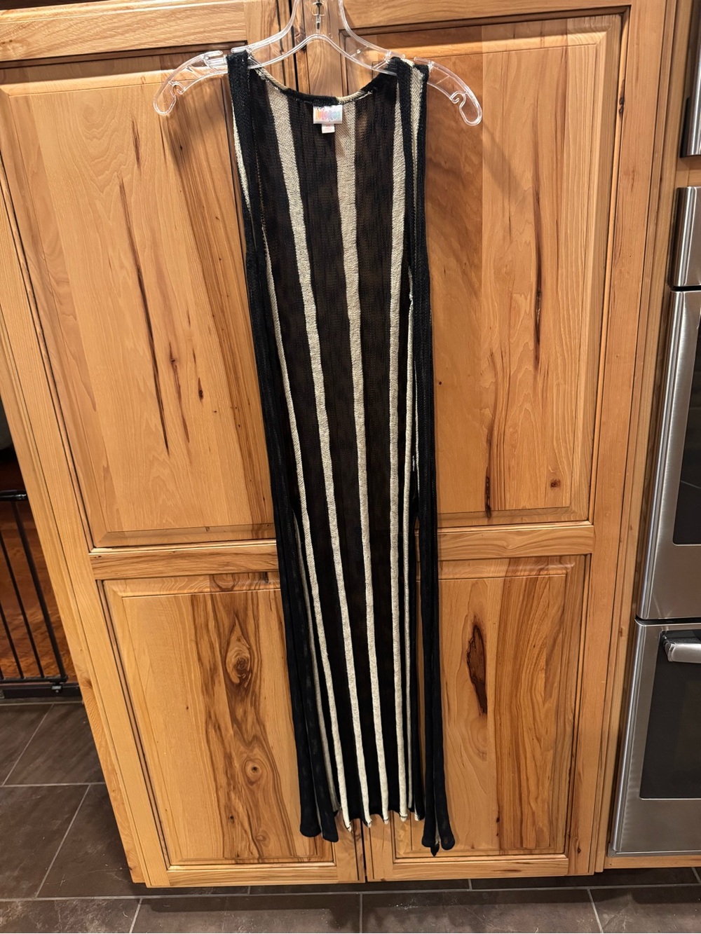 LuLaRoe Black and Cream Striped Knit cardigan/vest
